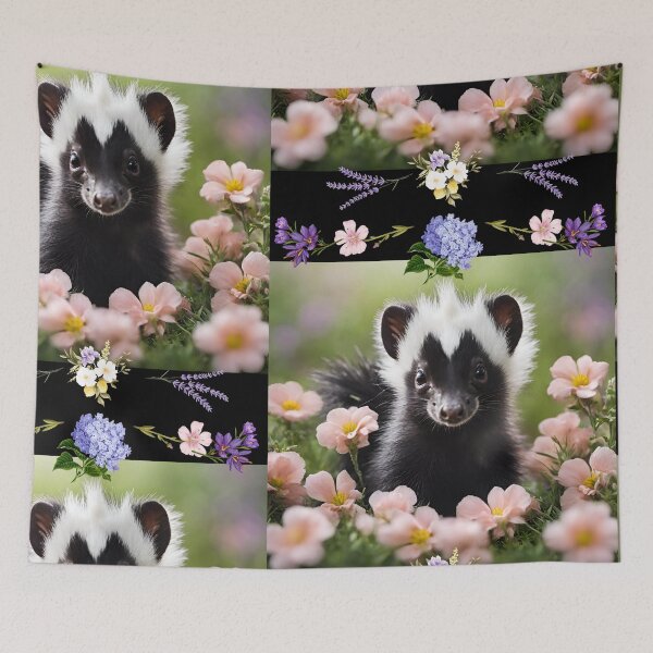 Item preview, Sweet Baby Skunk With Spring Flowers Colorful Design designed and sold by EarthArtDesigns.
