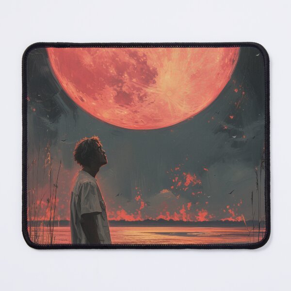 Item preview, Moonlit Solitude - Enigmatic Red Night Sky Art designed and sold by EtherealEchoes.