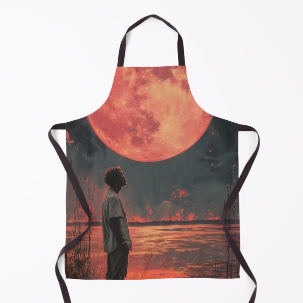Item preview, Moonlit Solitude - Enigmatic Red Night Sky Art designed and sold by EtherealEchoes.
