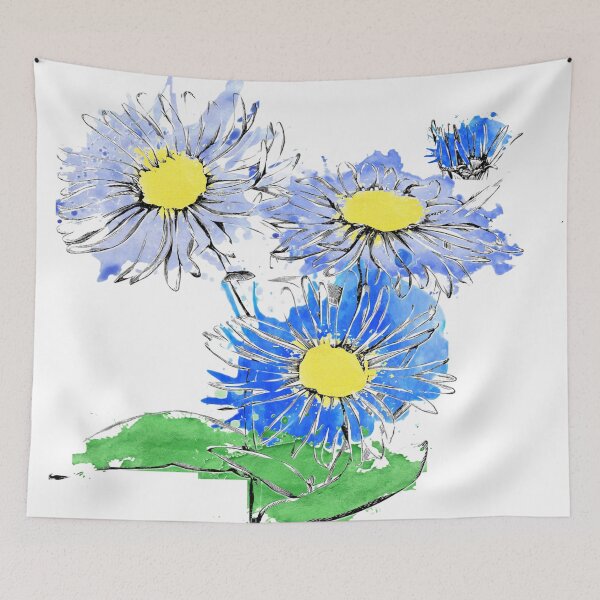 Item preview, Blue Aster - September Birth Flower designed and sold by OdomArt.
