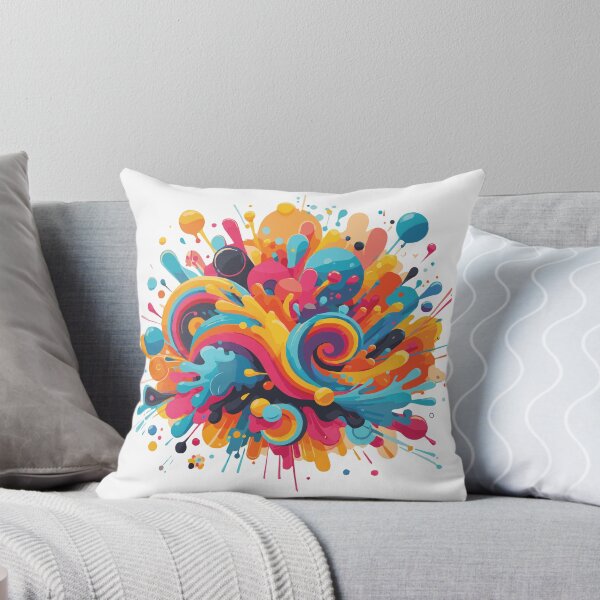 Happy Holi Colorful Paint Splash Festival Throw Pillow