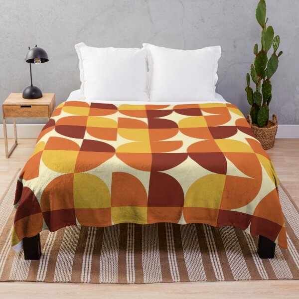 Item preview, Mid Century Geometric Semi Circles Pattern in Orange, Yellow and Brown  designed and sold by Yasminepatterns .