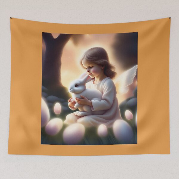 Item preview, An angel with an Easter bunny designed and sold by seahorse crossing.