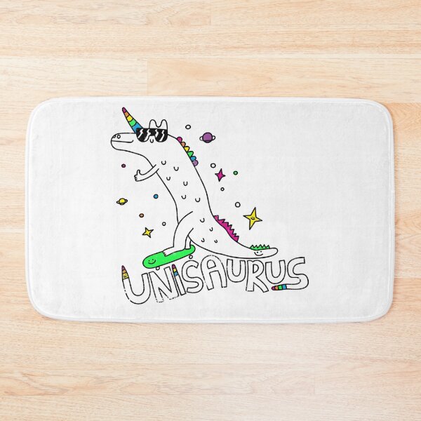 Item preview, Unisaurus - Dinosaur and unicorn riding a skateboard designed and sold by Porky Roebuck.
