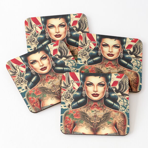 Item preview, Old School Tattoo Girl designed and sold by PulpVintage.