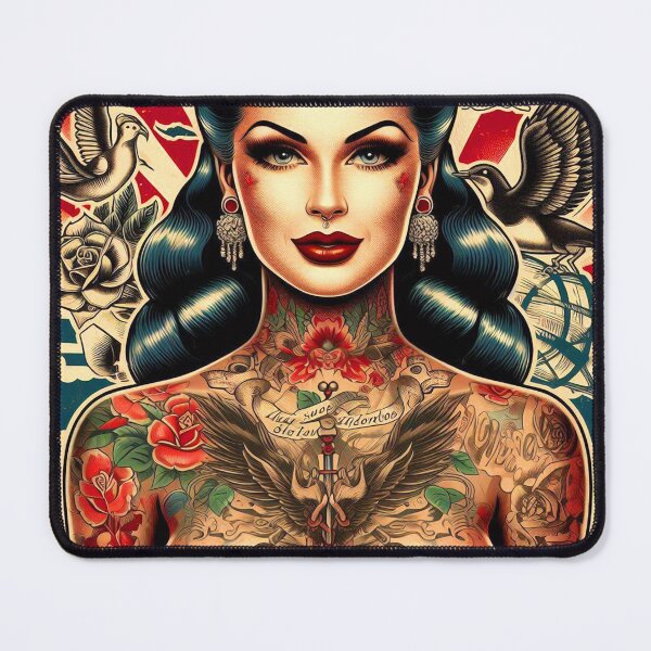 Item preview, Old School Tattoo Girl designed and sold by PulpVintage.