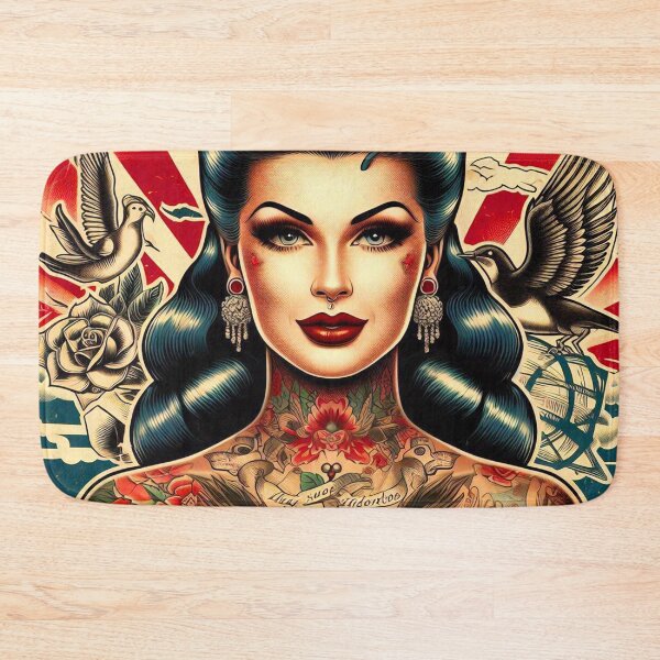 Item preview, Old School Tattoo Girl designed and sold by PulpVintage.