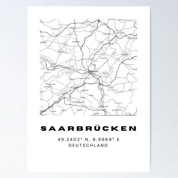 Item preview, Saarbrücken Coordinates - Modern Map Design designed and sold by RM-Journey.