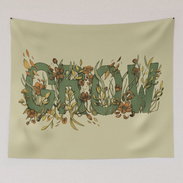 Item preview, GROW - Inspirational Floral Typography designed and sold by chrystakay.