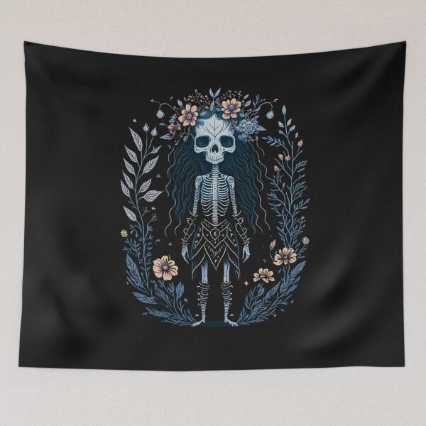 Item preview, Botanical Skeleton woodland, Cottage-core Floral Throw Blanket 11 designed and sold by LLdreams.