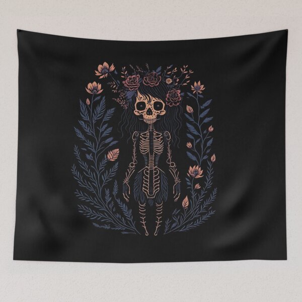 Item preview, Botanical Skeleton woodland, Cottage-core Floral Throw Blanket 12 designed and sold by LLdreams.