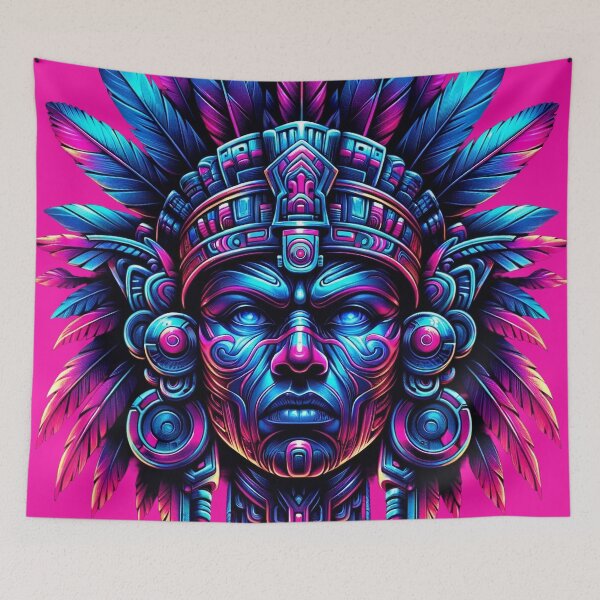 Item preview, Neon Aztec Warrior Headdress Art designed and sold by WickedAI.