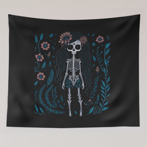 Item preview, Botanical Skeleton woodland, Cottage-core Floral Throw Blanket 13 designed and sold by LLdreams.