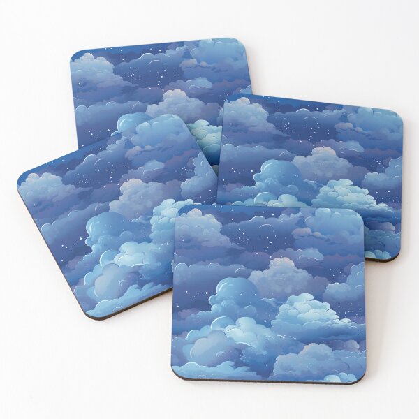Item preview, "Midnight Sky Serenity: Blue Clouds & Blue Moon Pattern designed and sold by meowjourney.