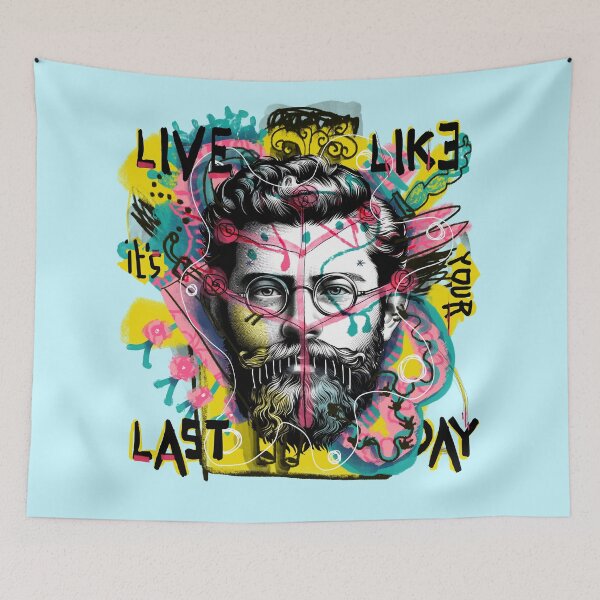 Item preview, Live like it's your last day - Hipster guy illustration designed and sold by GreissDesign.