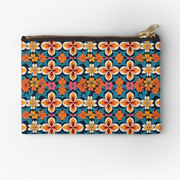 Item preview, Cottage Core  Mid Century Modern Flower Pattern Orange, Cyan  #1 designed and sold by Prints and Lifestyle.