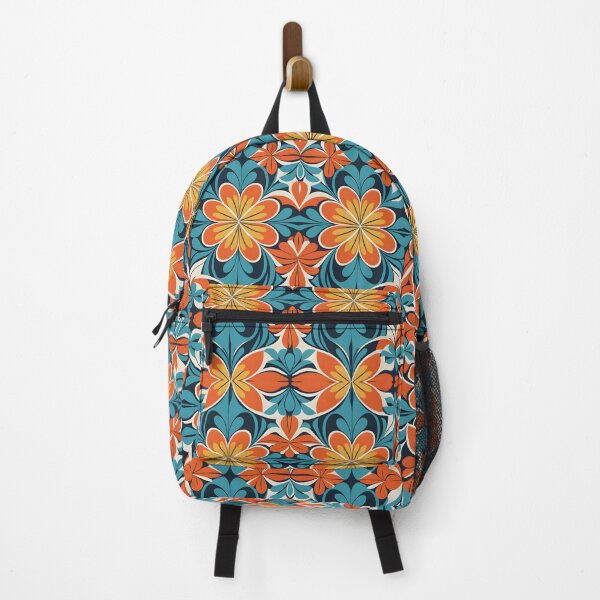 Item preview, Cottage Core  Mid Century Modern Flower Pattern Orange, Cyan  #2 designed and sold by Prints and Lifestyle.