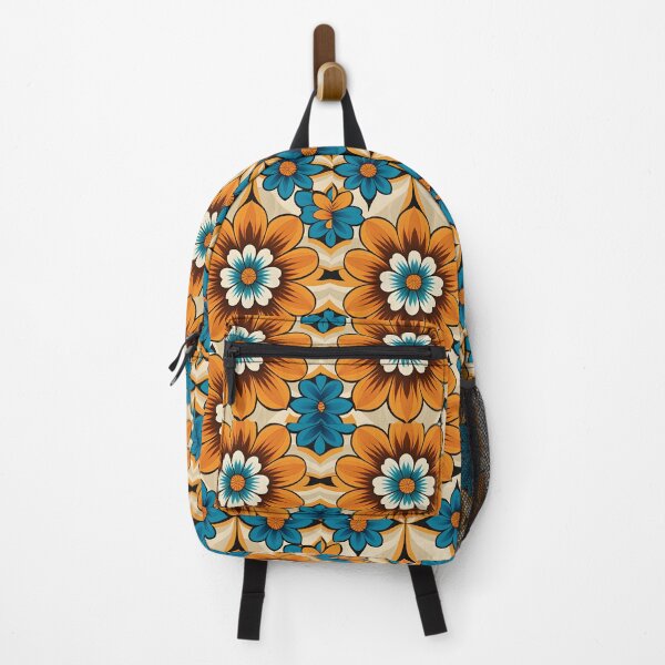 Item preview, Cottage Core  Mid Century Modern Flower Pattern Orange, Cyan  #4 designed and sold by Prints and Lifestyle.