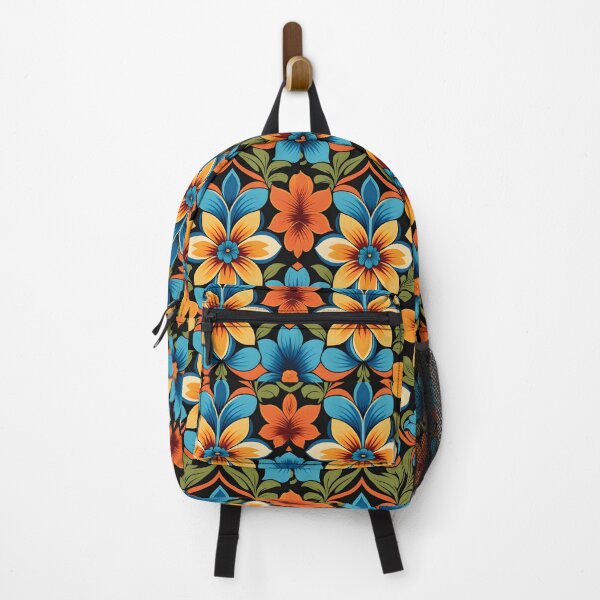 Item preview, Cottage Core  Mid Century Modern Flower Pattern Orange, Cyan  #6 designed and sold by Prints and Lifestyle.