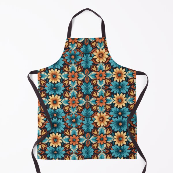 Item preview, Cottage Core  Mid Century Modern Flower Pattern Orange, Cyan  #8 designed and sold by Prints and Lifestyle.