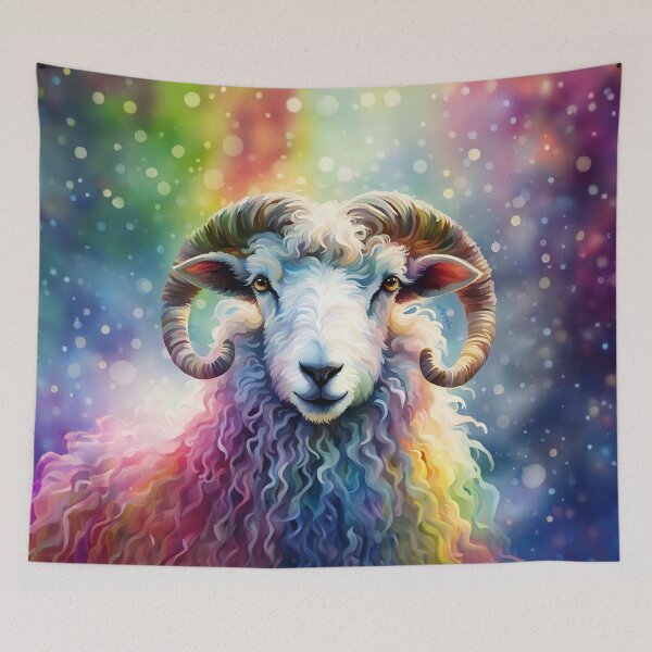Item preview, Exmoor Horn Sheep Rainbow Watercolour designed and sold by xHollysGraphics.
