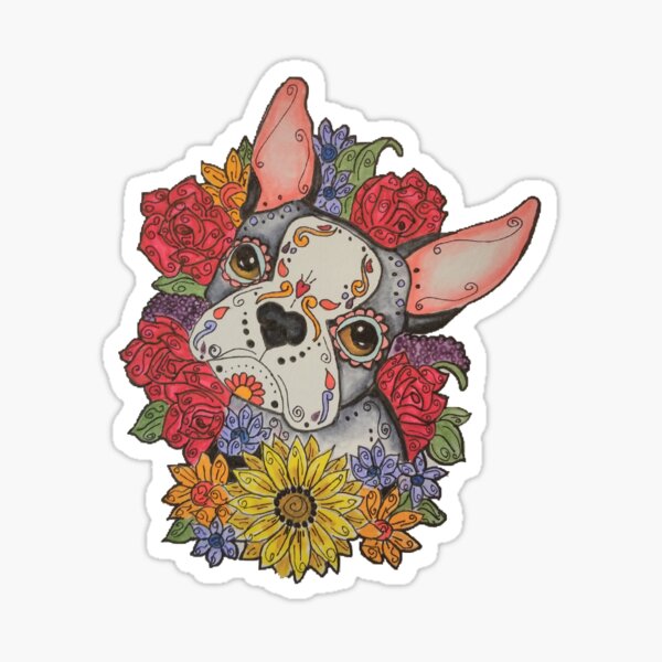 Item preview, Boston and flowers designed and sold by Safroniart.