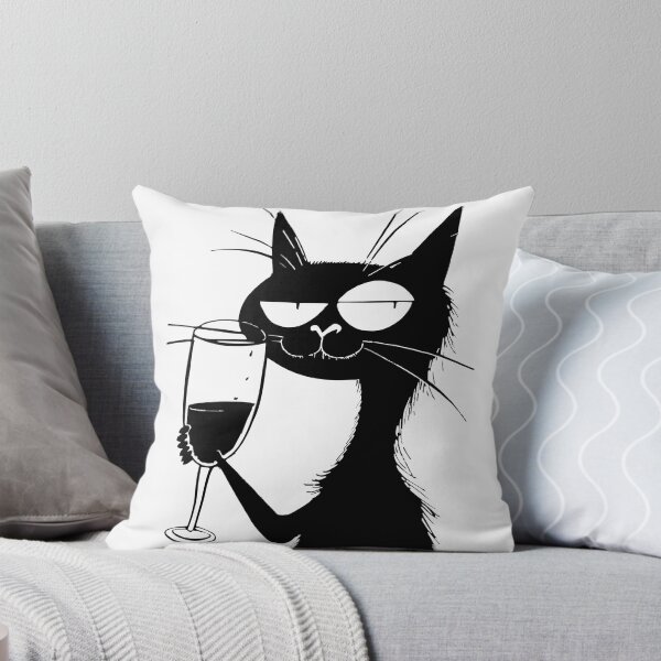 Item preview, Funny Cat Holding Glass Of Wine Drawing designed and sold by sheprint.