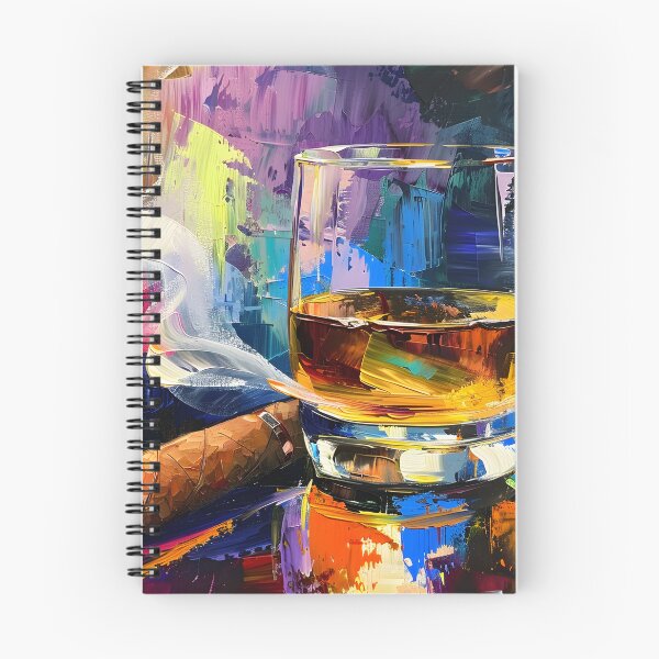 Artikelvorschau, Impressionistischer Rausch – Whiskyglas, brennende Zigarre und Rauch in kubistischer Pracht enthüllt entworfen und verkauft von OlfactoART Studio.