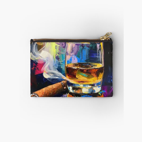 Artikelvorschau, Impressionistischer Rausch – Whiskyglas, brennende Zigarre und Rauch in kubistischer Pracht enthüllt entworfen und verkauft von OlfactoART Studio.