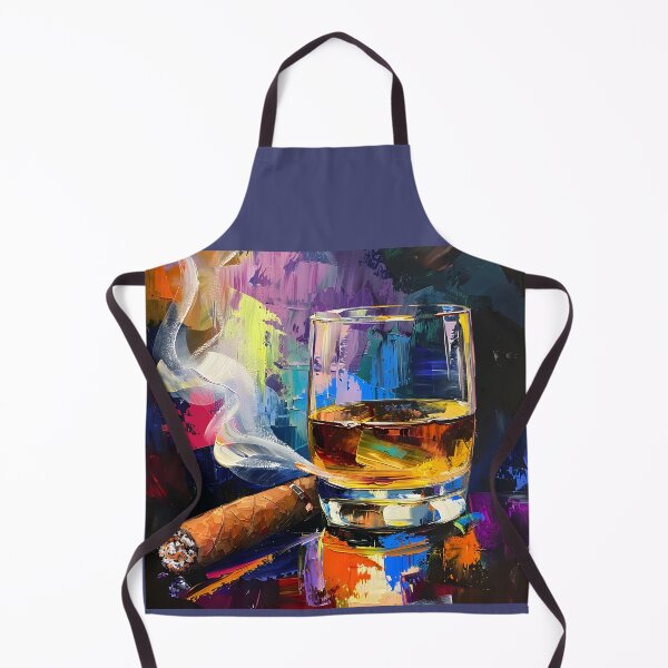 Artikelvorschau, Impressionistischer Rausch – Whiskyglas, brennende Zigarre und Rauch in kubistischer Pracht enthüllt entworfen und verkauft von OlfactoART Studio.