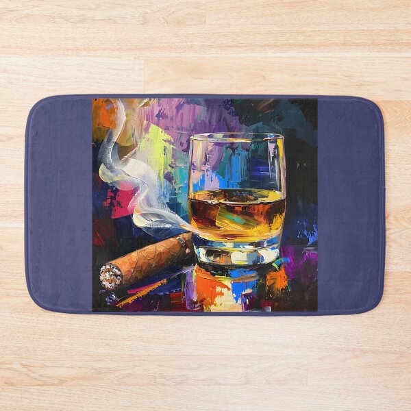 Artikelvorschau, Impressionistischer Rausch – Whiskyglas, brennende Zigarre und Rauch in kubistischer Pracht enthüllt entworfen und verkauft von OlfactoART Studio.