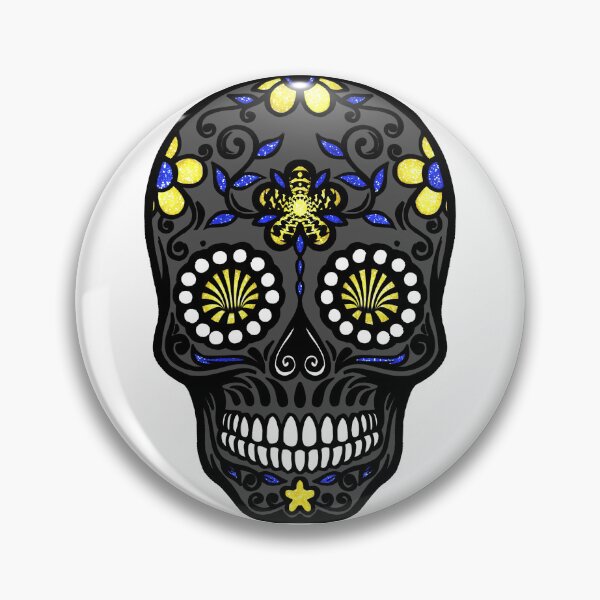 Item preview, Sugar Skull Blue Gray White and Yellow designed and sold by BerryBerryBaby.