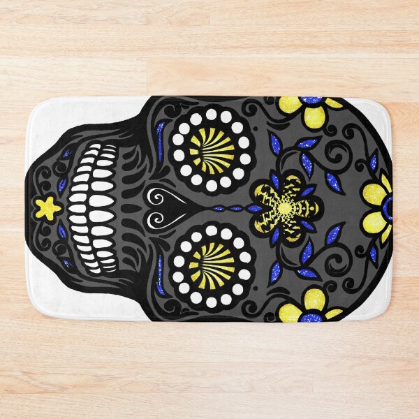 Item preview, Sugar Skull Blue Gray White and Yellow designed and sold by BerryBerryBaby.