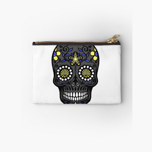 Item preview, Sugar Skull Blue Gray White and Yellow designed and sold by BerryBerryBaby.