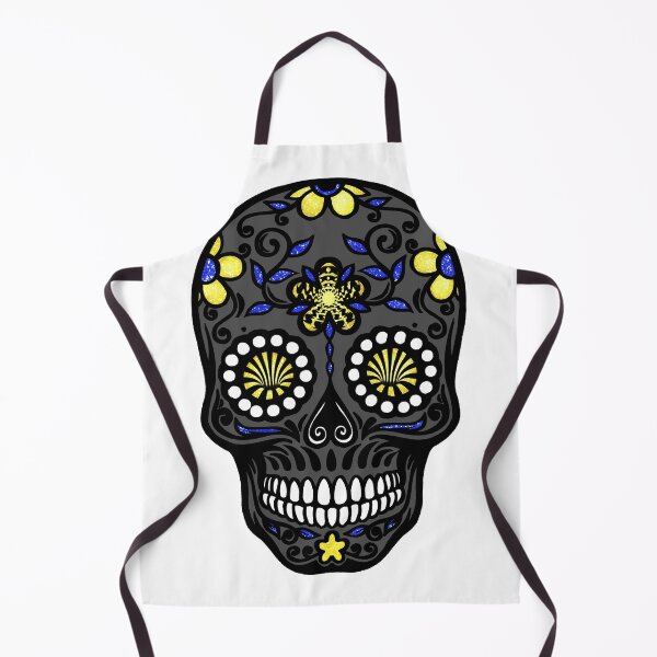 Item preview, Sugar Skull Blue Gray White and Yellow designed and sold by BerryBerryBaby.