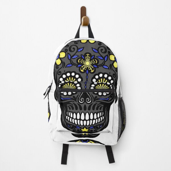 Item preview, Sugar Skull Blue Gray White and Yellow designed and sold by BerryBerryBaby.