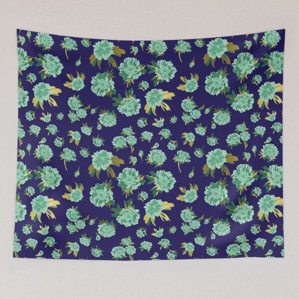 Item preview, Mint and Navy Marigold and Daisy Bliss - Nautical Spring Florals Inspired by Sydney's Martin Place designed and sold by Jay Dee Dearness.