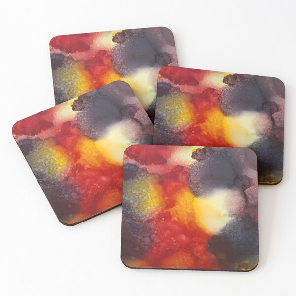 Item preview, Black, Yellow, and Red Alcohol Ink Painting designed and sold by freshinkarts.