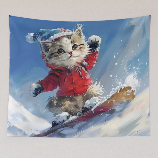 Item preview, Cartoon Cat Snowboarding designed and sold by CatsAndDogs-TF.