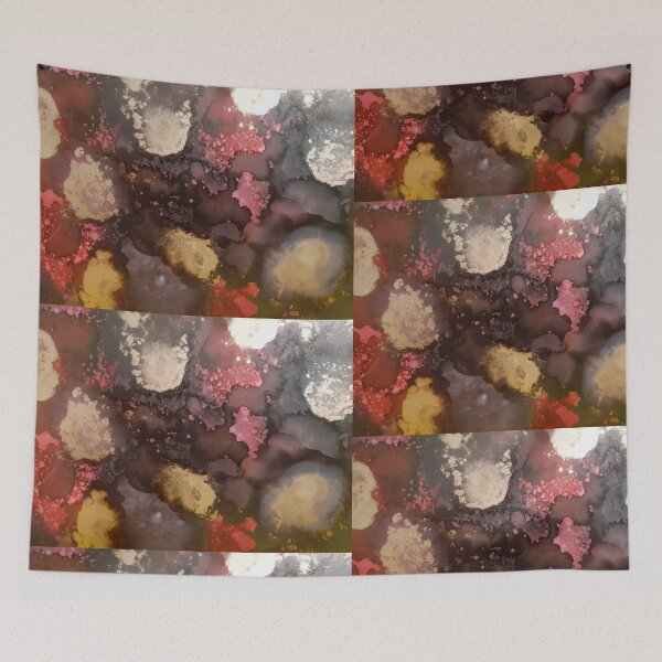 Item preview, Shiny Gold and Red Alcohol Ink Painting designed and sold by freshinkarts.