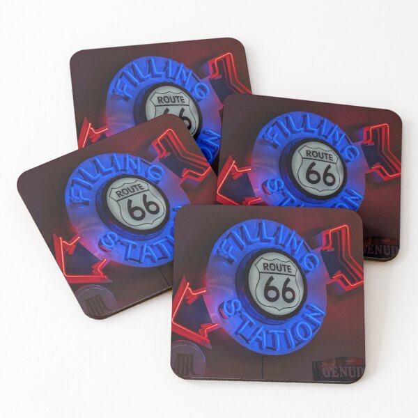 Item preview, Neon Sign Blue and Red Route 66 Filling Station Retro Vintage Restored designed and sold by Kizzydesign.