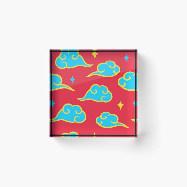 Item preview, Blue clouds seamless pattern on red background designed and sold by pinkyfish1010.