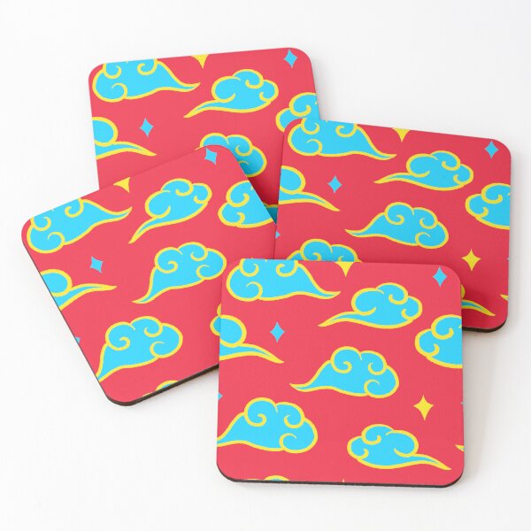 Item preview, Blue clouds seamless pattern on red background designed and sold by pinkyfish1010.