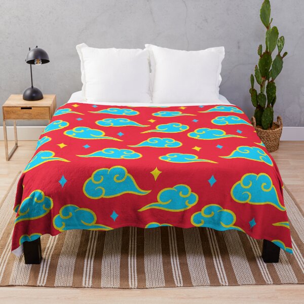 Item preview, Blue clouds seamless pattern on red background designed and sold by pinkyfish1010.