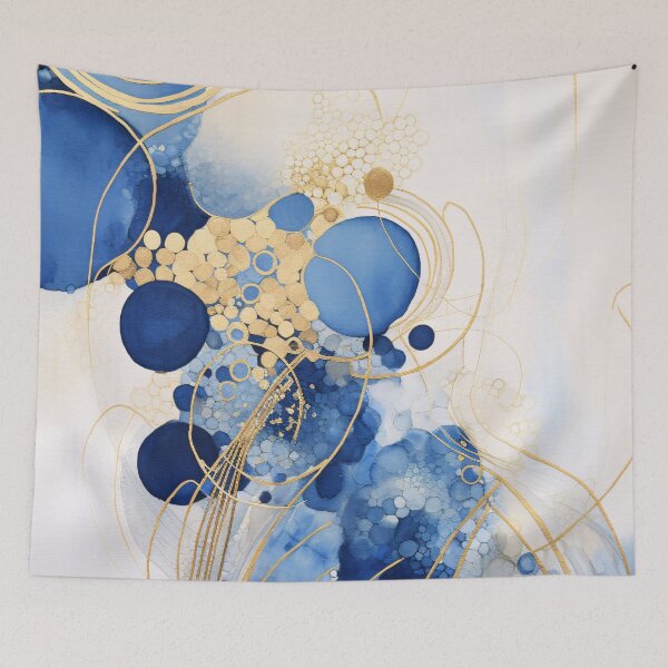 Item preview,  Blue Waves and Golden Lines designed and sold by DeMuurdecoratie.