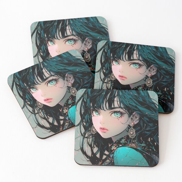 Item preview, Elegant Turquoise Cyberpunk Anime Girl designed and sold by bubblegoth.