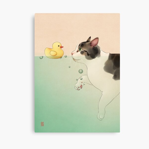 Item preview, Cat Swimming with Rubber Duck designed and sold by Broccoli  Cat Art.