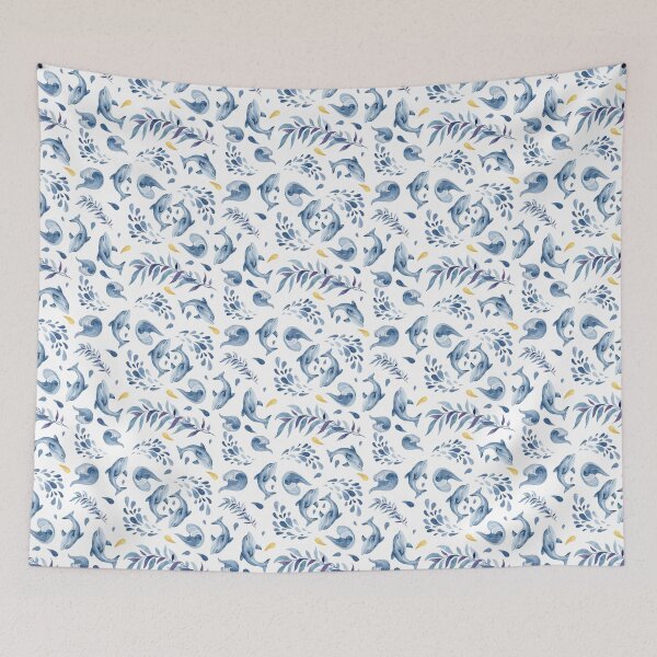 Item preview, Blue Dolphins and Waves designed and sold by LuciaS.