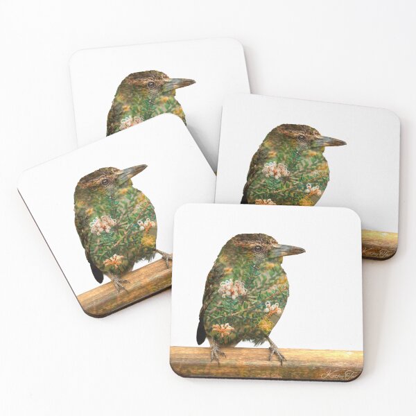 Item preview, Pied Butcherbird with Grevillea - Double Exposure designed and sold by Blue Chipmunk Design.