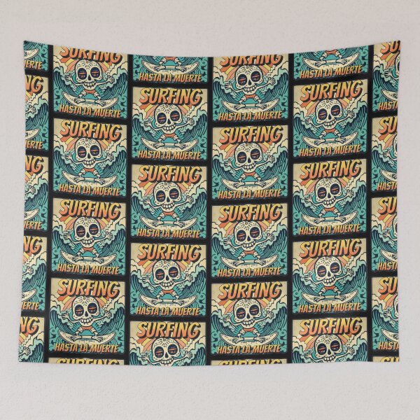 Item preview, Surfing Hasta la Muerte designed and sold by RuralGlamour.